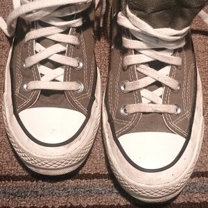 Stylish Canvas Sneakers - Olive and White